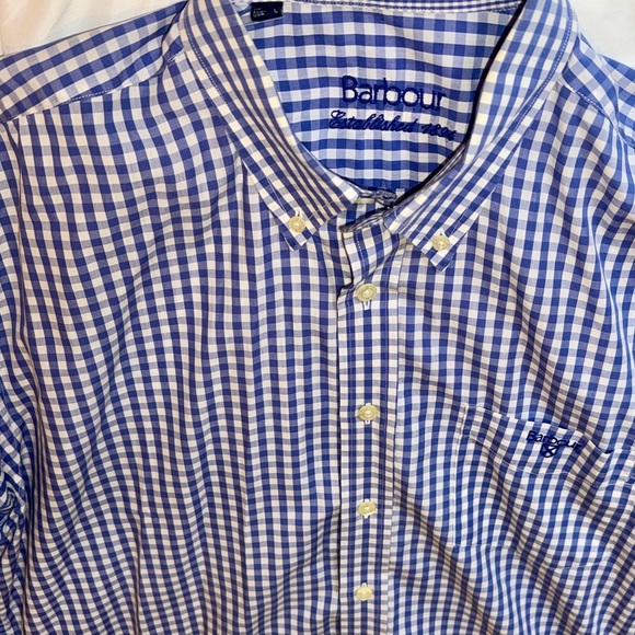 Barbour Blue and White Checked Button-Down Shirt - Picture 3 of 3
